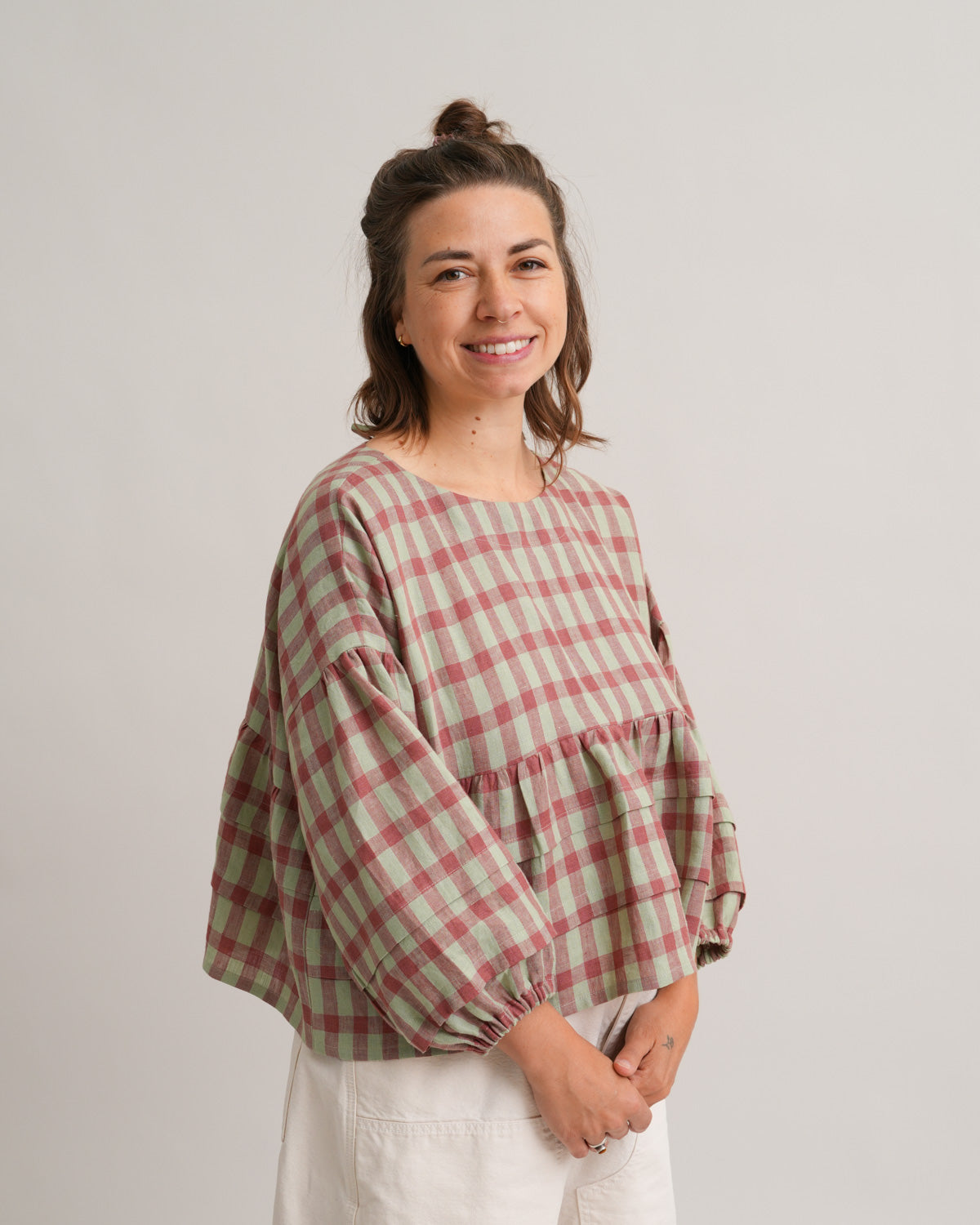 Cardamom Leaf Elongated Gingham Washed Linen