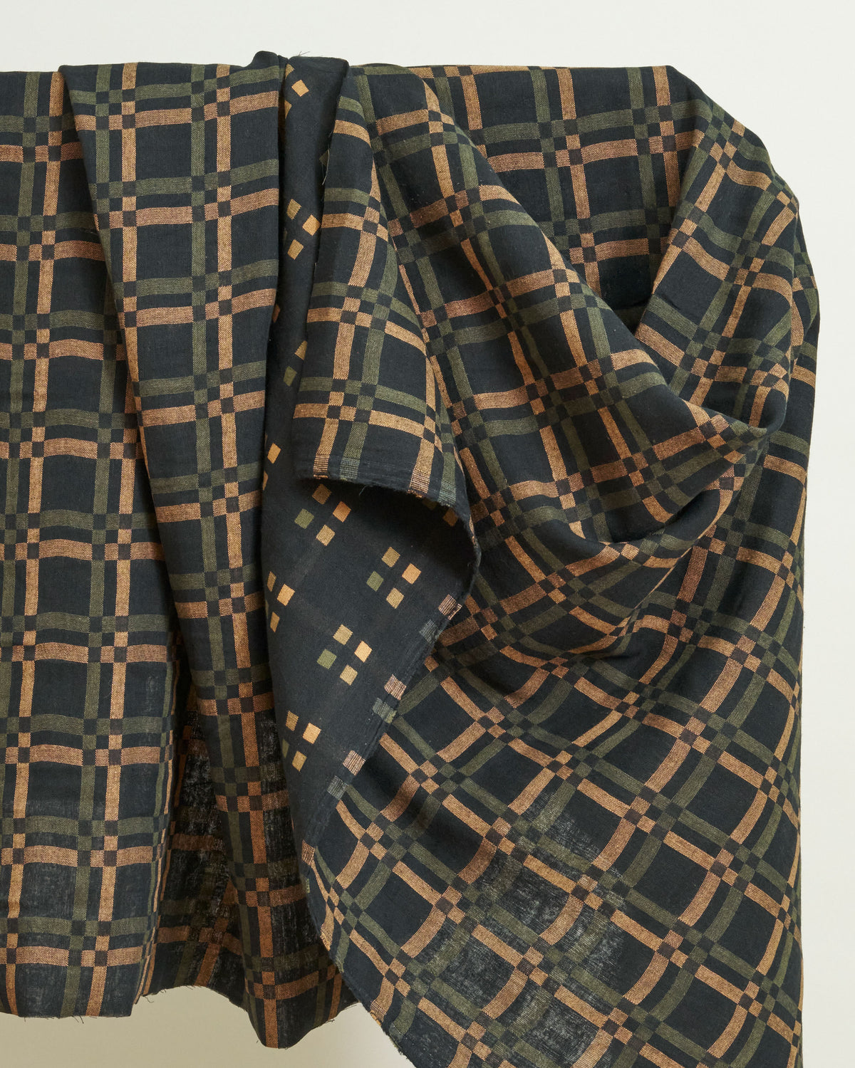 Black Forest Railroad Check Woven Linen Cotton