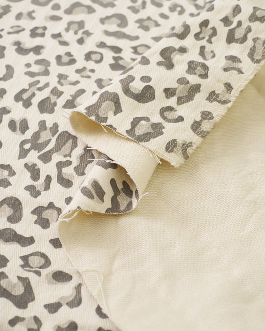 Natural Leopard Print Tonal Stripe Twill