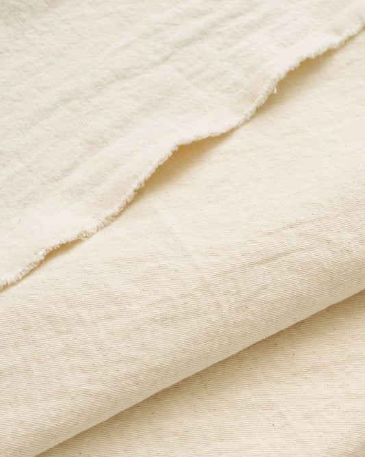 Cream Stonewashed Workwear Denim Twill
