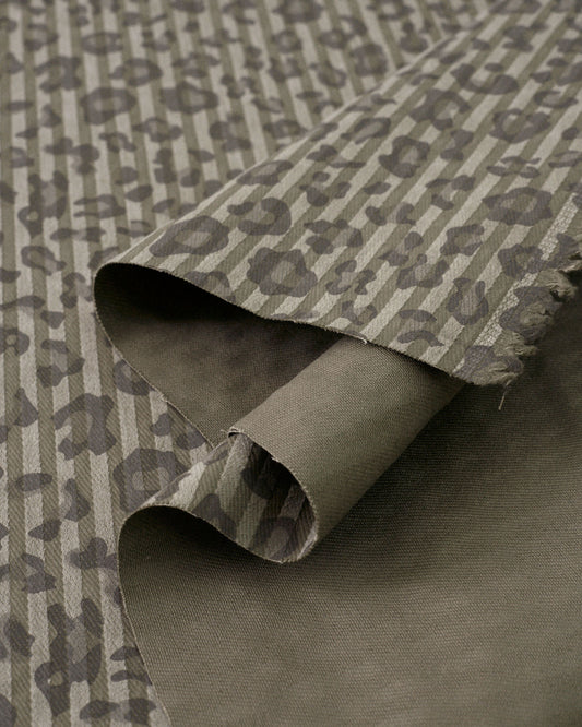 Pebble Leopard Print Tonal Stripe Twill