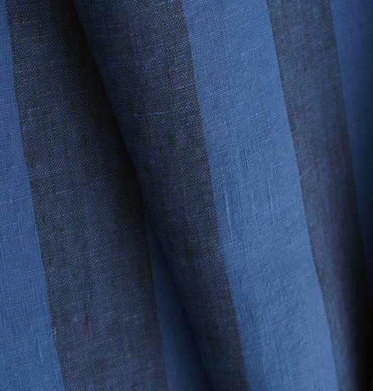 Port Blue Club Stripe Washed Linen