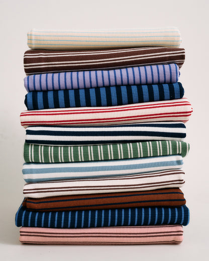 Red Double Stripe Rib Knit