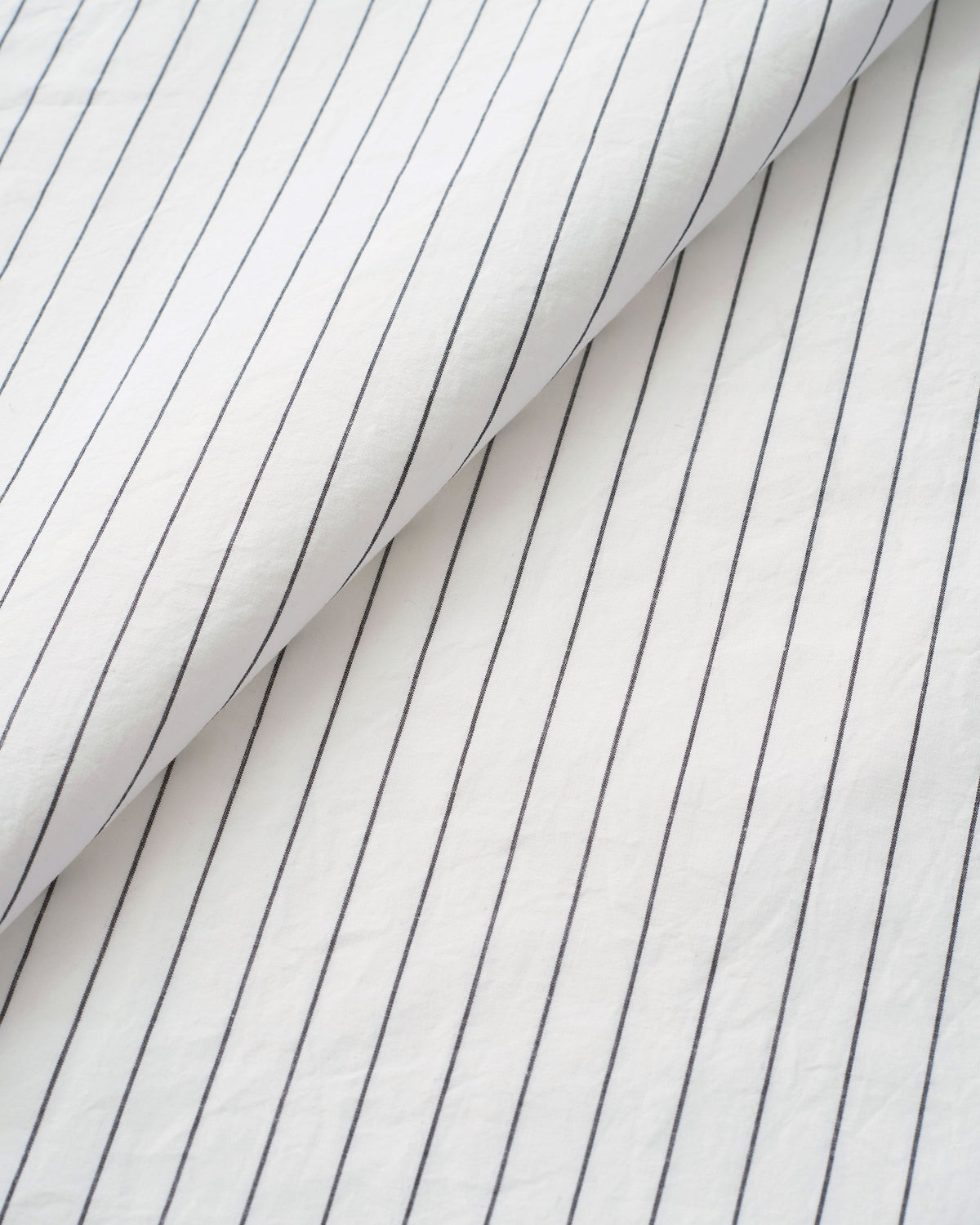 Black and White Stripe Tumbled Luxury Cotton Linen