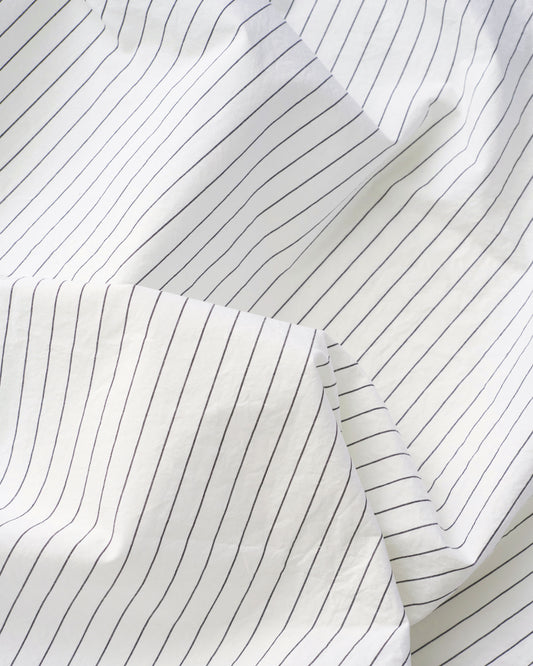 Black and White Stripe Tumbled Luxury Cotton Linen