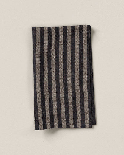 Espresso Candy Stripe Washed Linen