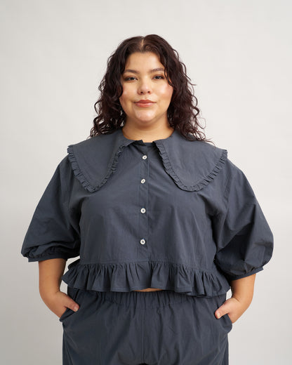 Playdate Blouse PDF Sewing Pattern | Dramatic Ruffle Collar Button Up Shirt