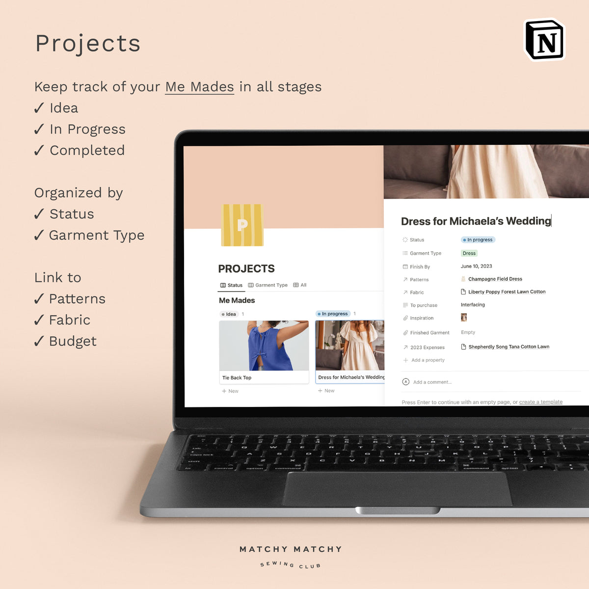Sewing Clubhouse Notion Template