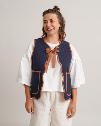 FREE Wavy Quilted Vest PDF Sewing Pattern | Beginner Patchwork Vest