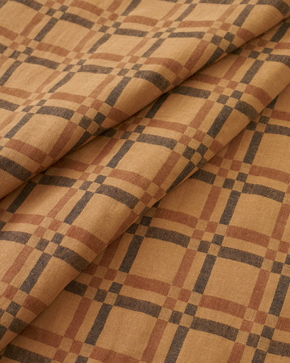 Almond Butter Railroad Check Woven Linen Cotton