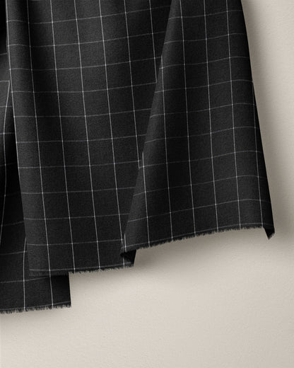 Black Large Grid Cotton Shirting