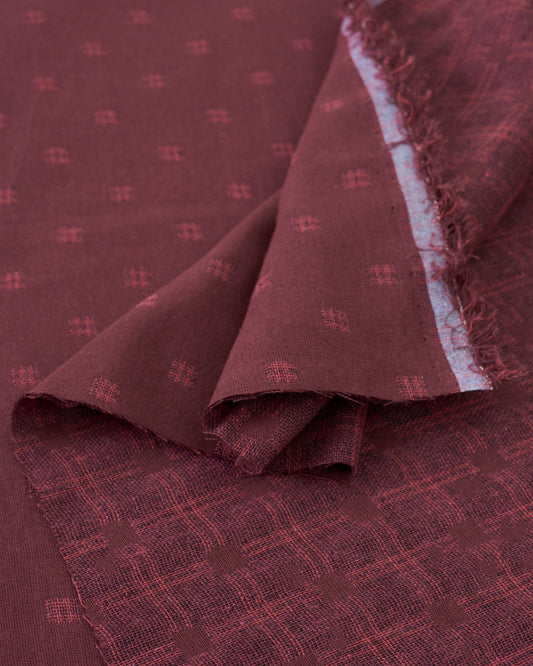 Cabernet Kiss Hashtag Check Woven Linen Cotton