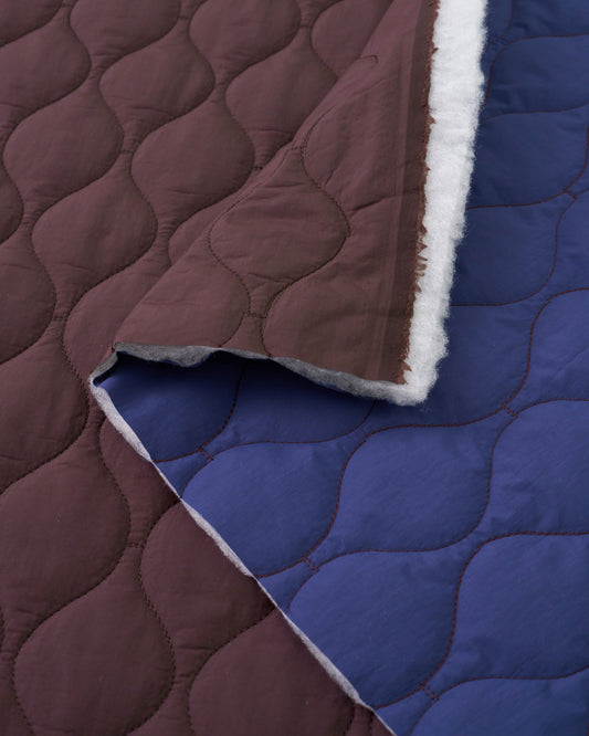 Fig Blue Wavy Quilted Puffy Nylon