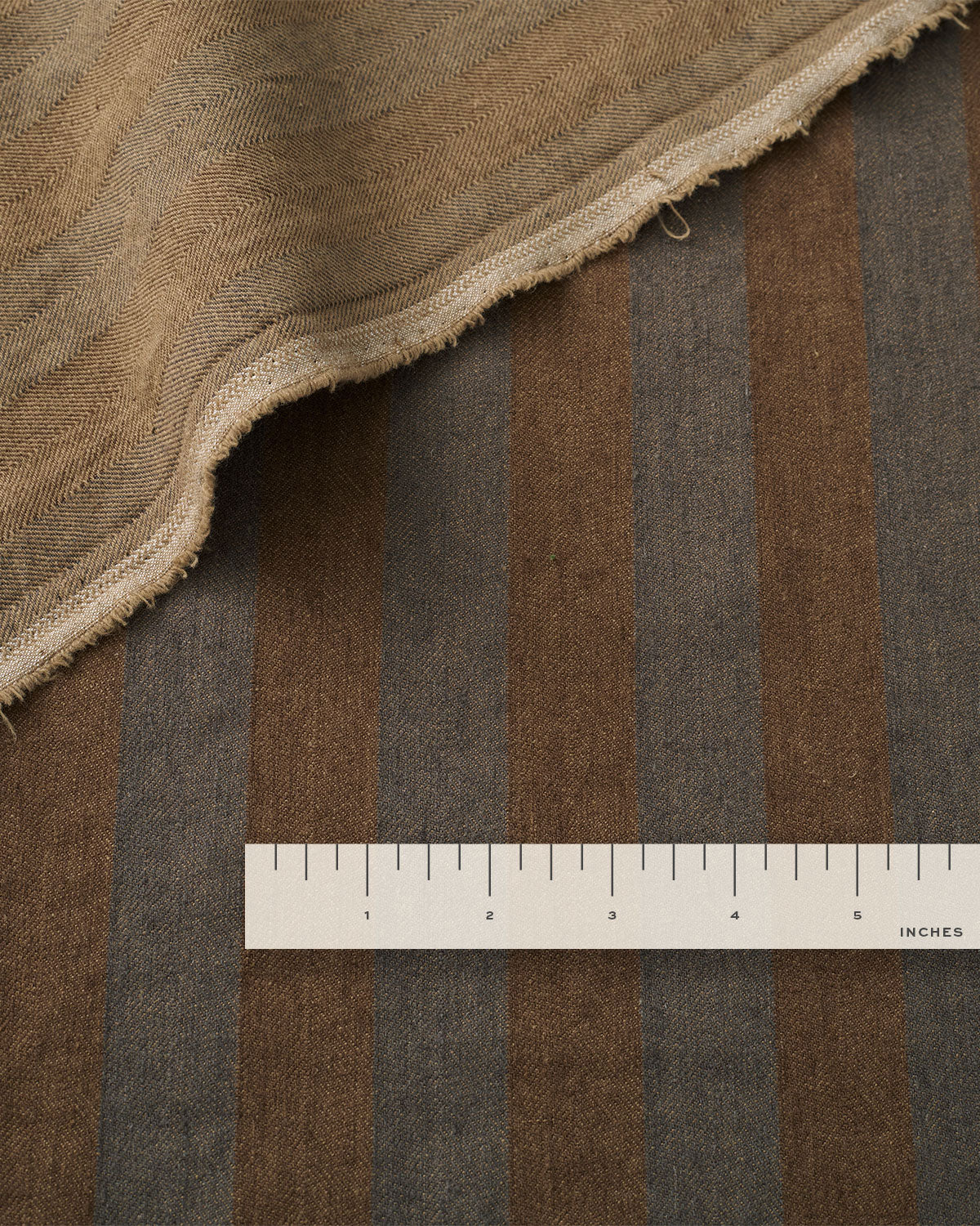 Golden Gray Stripe Linen Cotton Denim