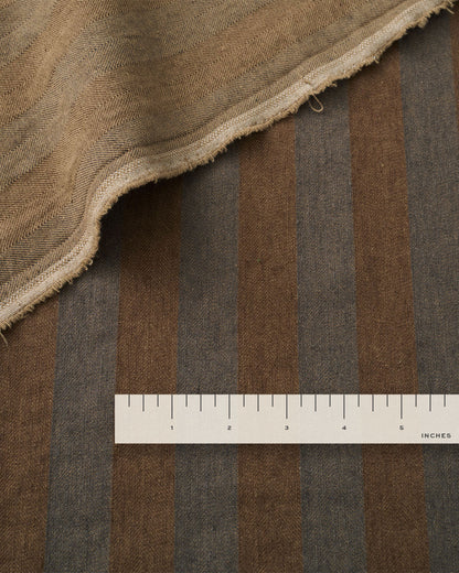Golden Gray Stripe Linen Cotton Denim