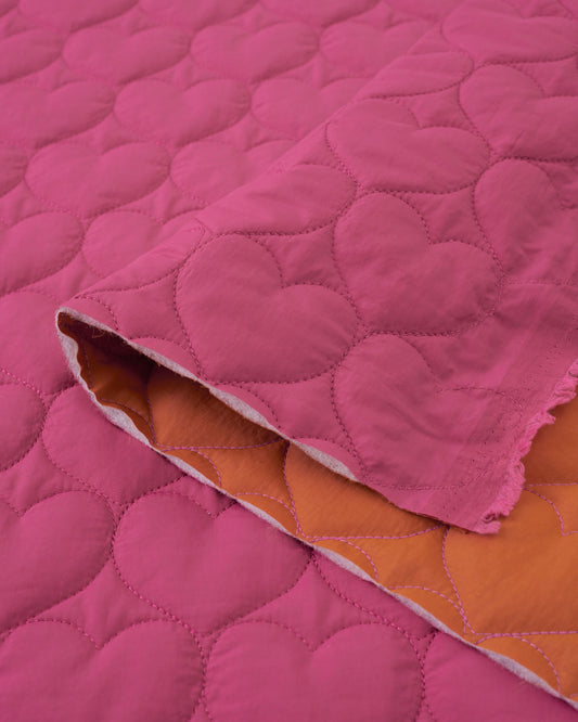 Hot Pink Tangerine Heart Quilted Puffy Nylon