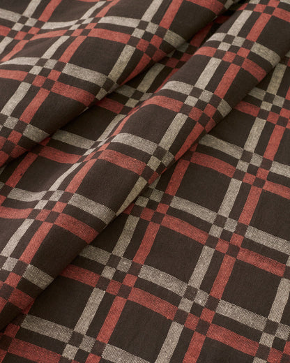 Mocha Rose Railroad Check Woven Linen Cotton