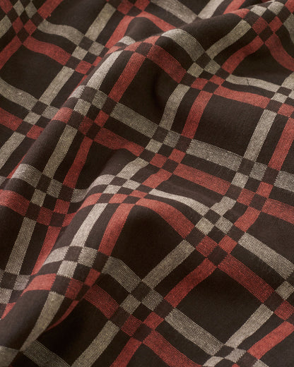 Mocha Rose Railroad Check Woven Linen Cotton