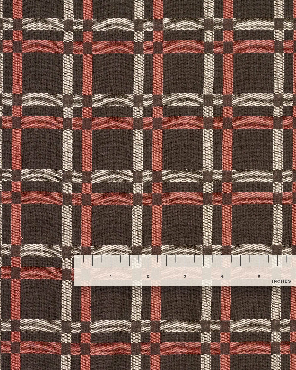 Mocha Rose Railroad Check Woven Linen Cotton