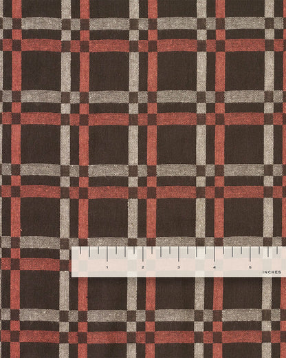 Mocha Rose Railroad Check Woven Linen Cotton