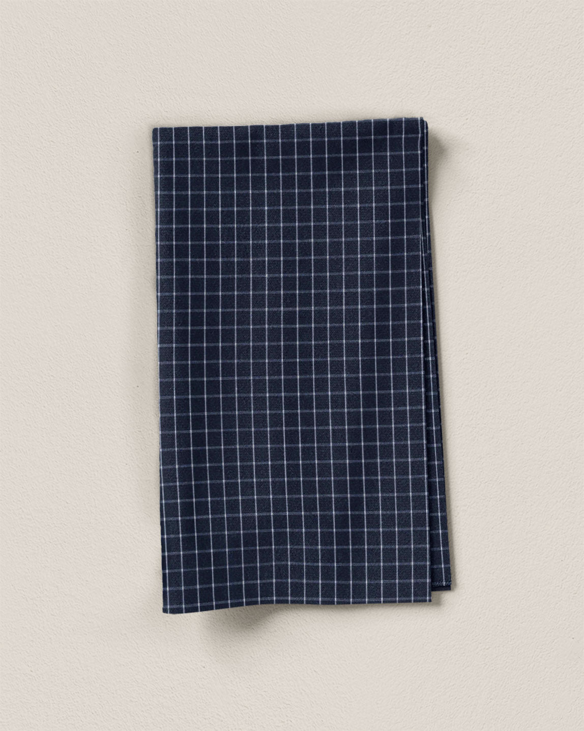 Navy Small Grid Cotton Shirting