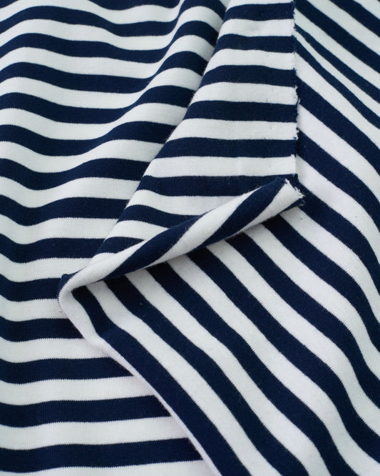 Navy and White Mid Weight Jersey Knit