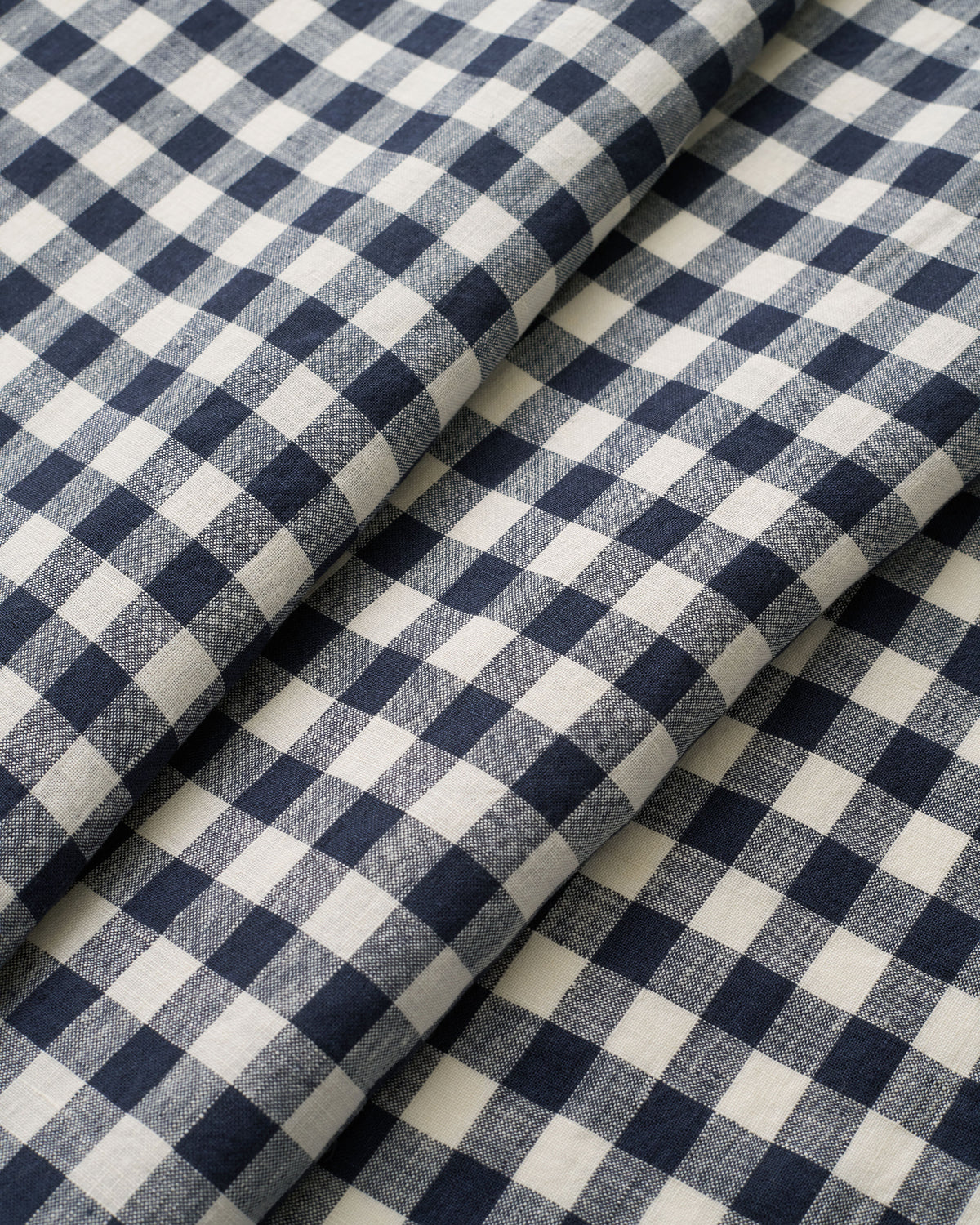 Navy Medium Gingham Washed Linen