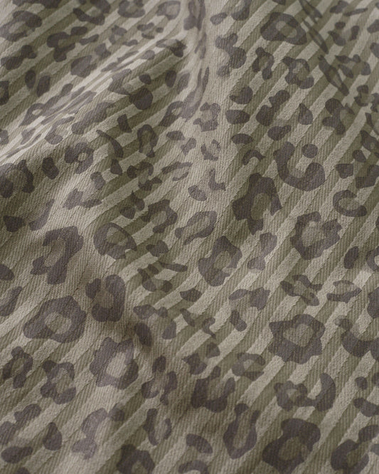 Pebble Leopard Print Tonal Stripe Twill