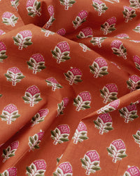 Pink and Rust Bloom Block Print Cotton